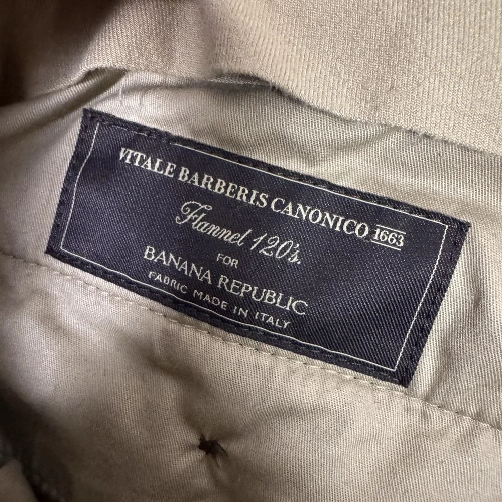 Banana Republic Pants Mens 32R Flannel 120s Vitale Barberis‎ Canonico Wool Slim